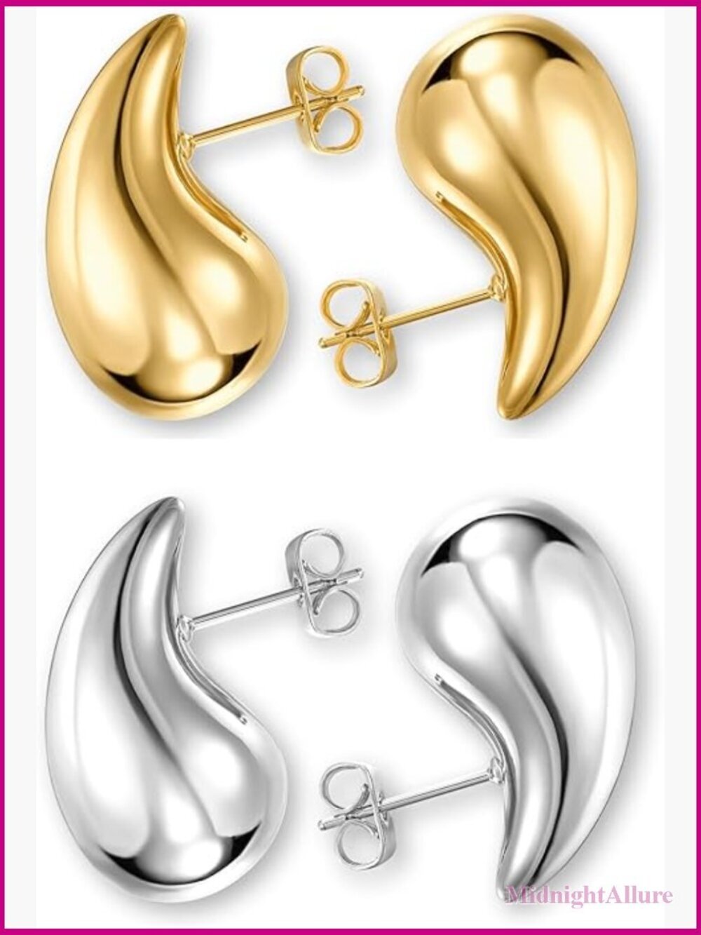 Gold Chunky Hoop Earrings Dangle Drop Earrings Hypoallergenic Lightweight